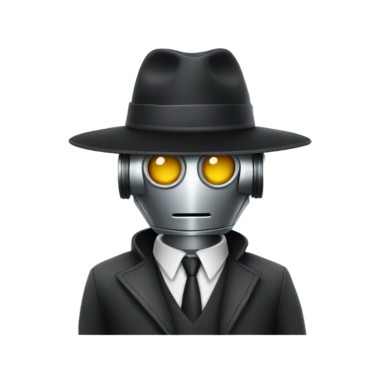 genmoji：机器人间谍戴帽子的人类
