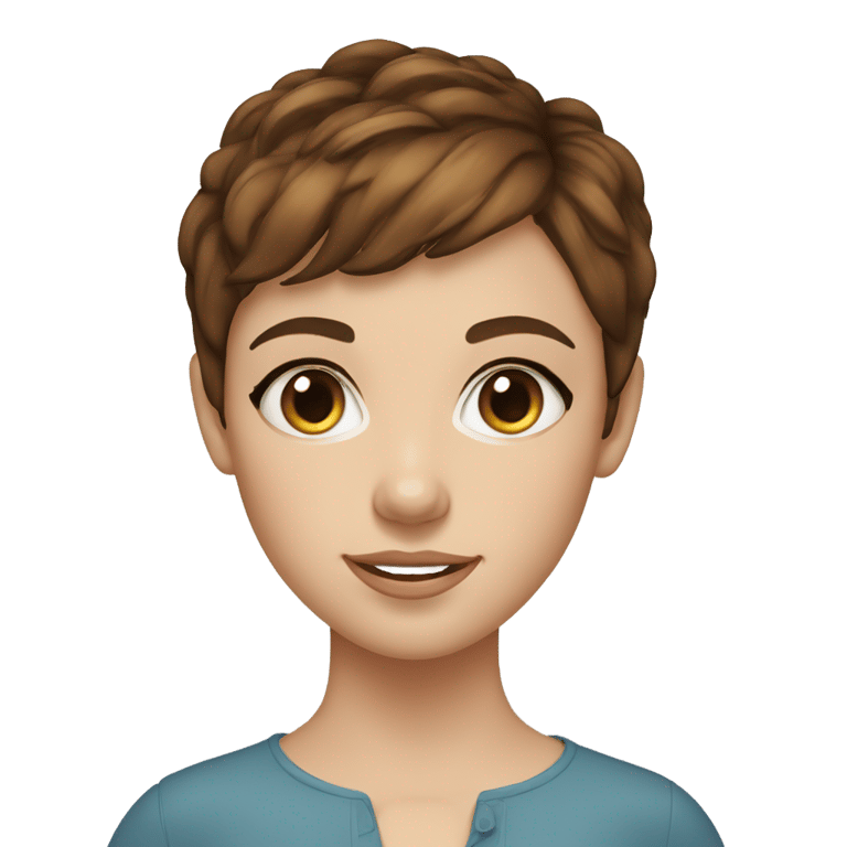 genmoji：一个有棕色头发、短发、蓝眼睛和点点红斑的女孩
