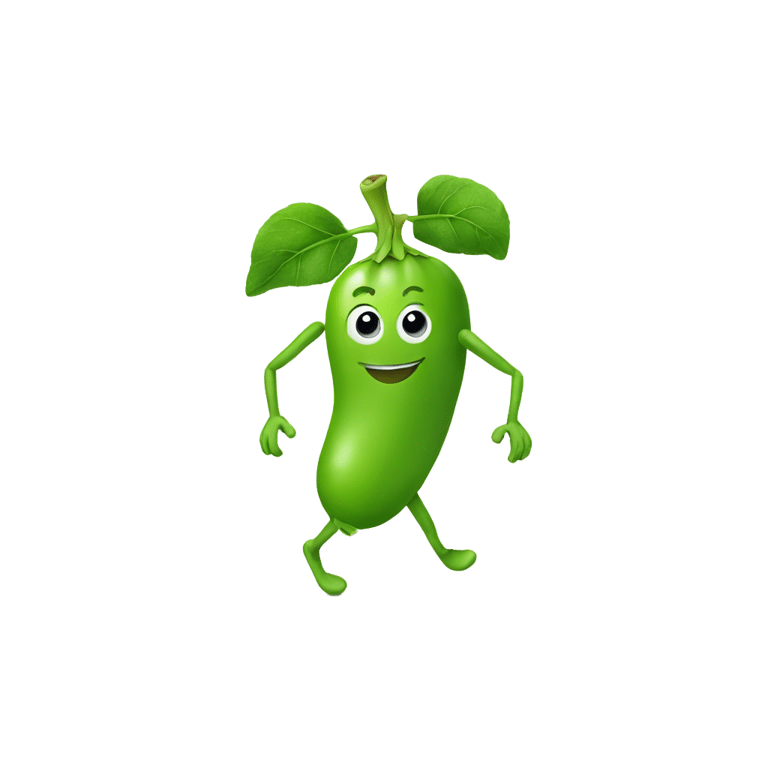 genmoji : A pea with arms legs and face