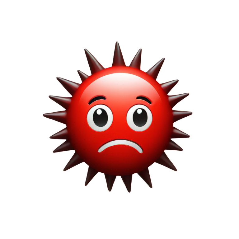 絵文字：A red spiky smiley face