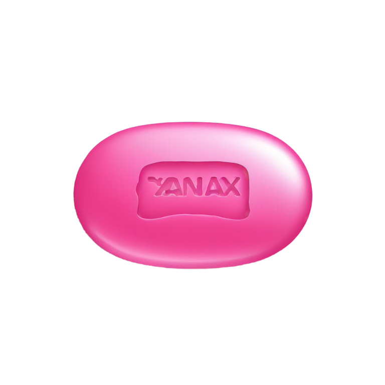絵文字：ピンクの楕円形の錠剤に「xanax」と刻印されています。
