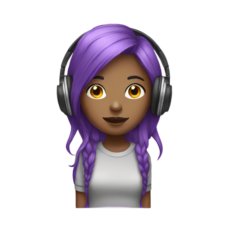 genmoji：紫发女孩听音乐