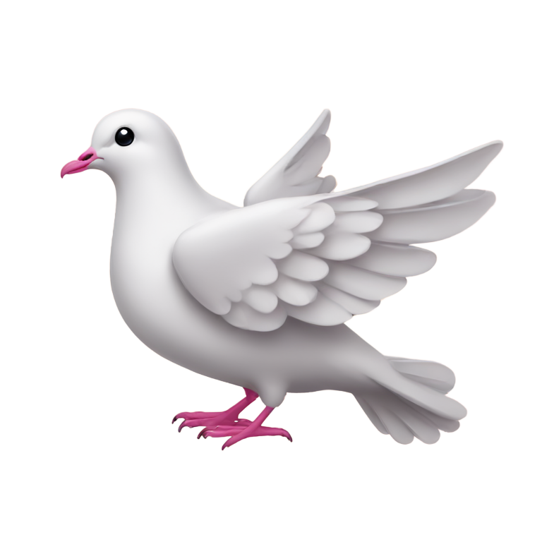 genmoji：dove with pink scroll in mouth