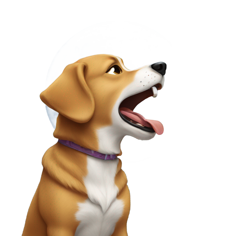 絵文字：月に向かって吠える犬