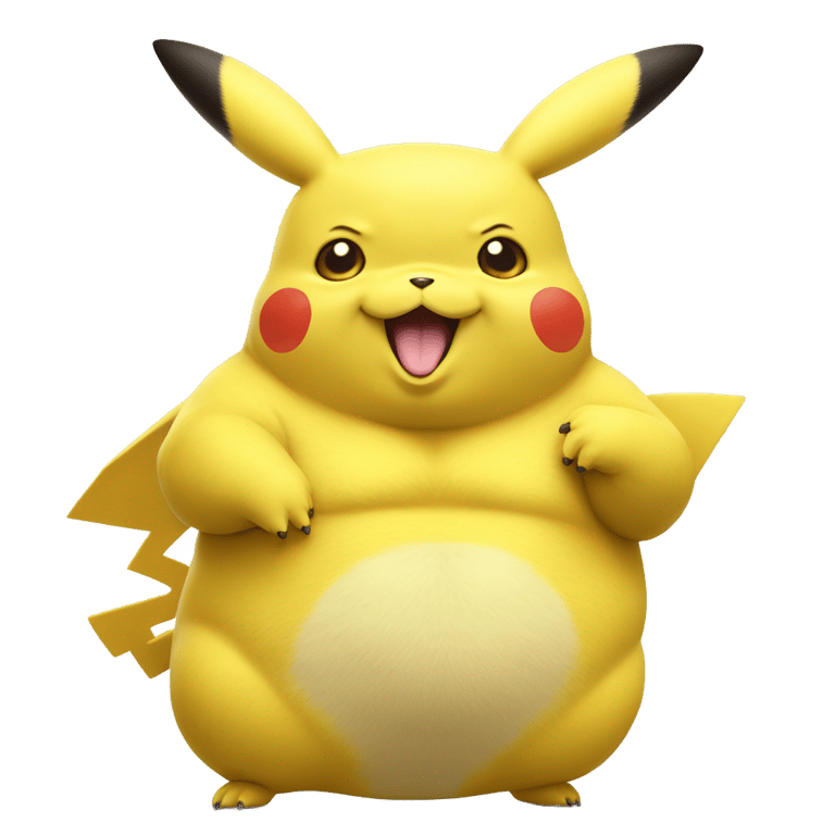 genmoji：超胖皮卡丘，品质极高，精确，4K，超现实，开心，无眉毛，萌