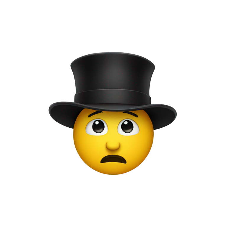 genmoji: A yellow emoji frowning looking like a stereotype of a jew with a black hat a beard and a long nose and curly hair