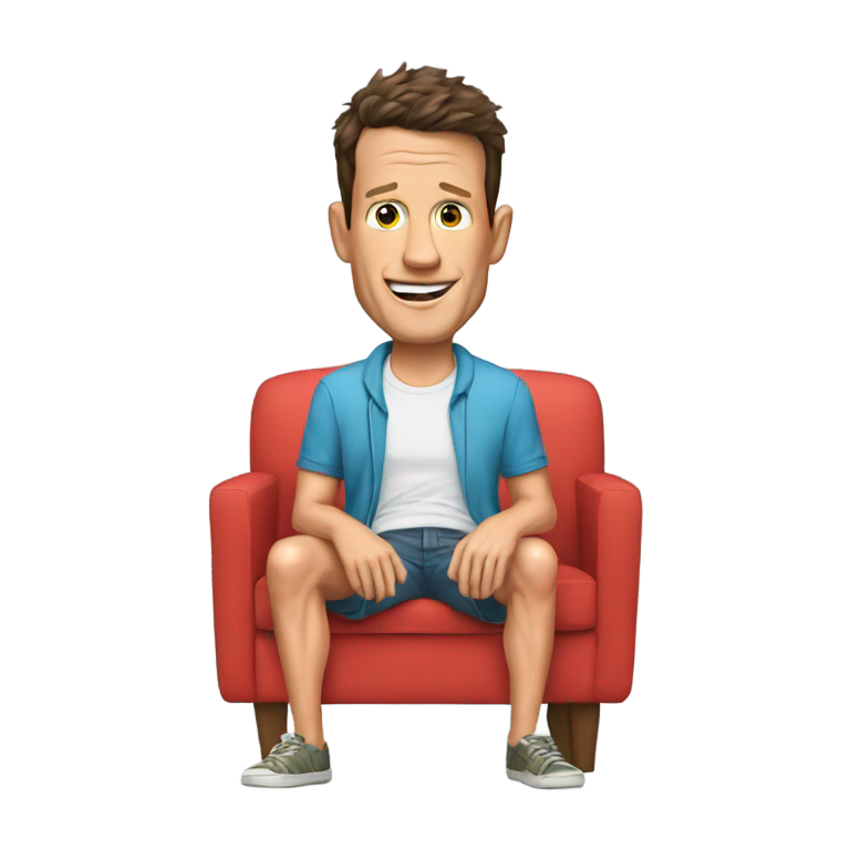 genmoji：丹尼尔·托什穿着短裤坐在沙发上