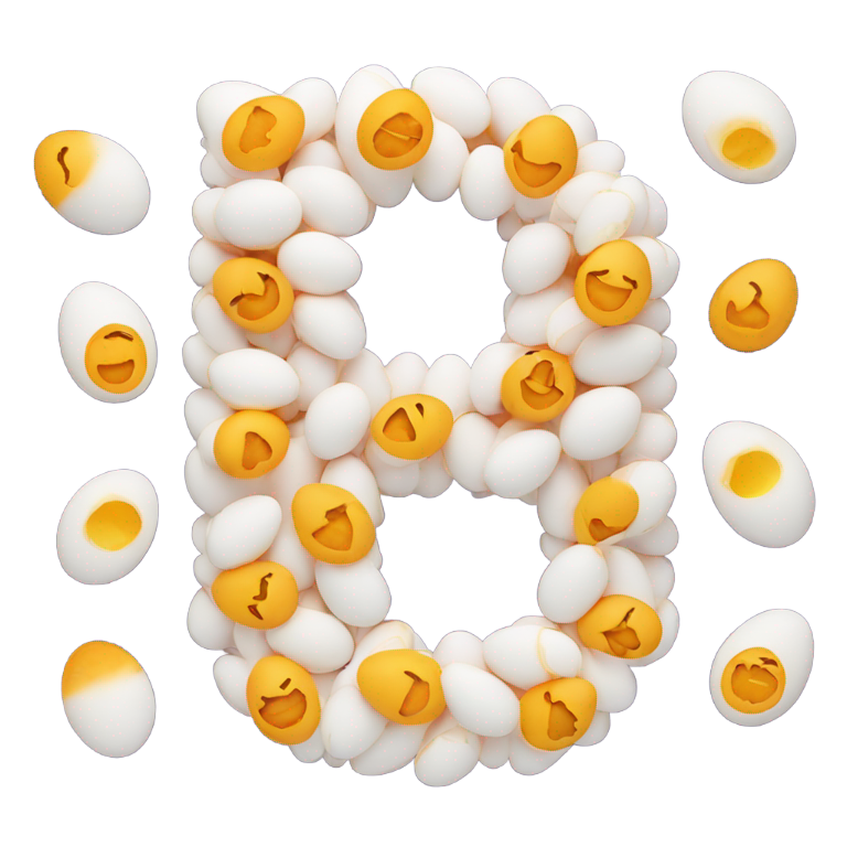 絵文字：卵で作ったアルファベットの「E」