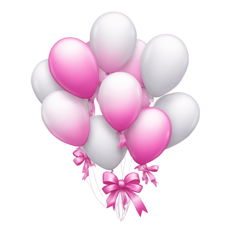 genmoji : White party balloons decorated with pink bows