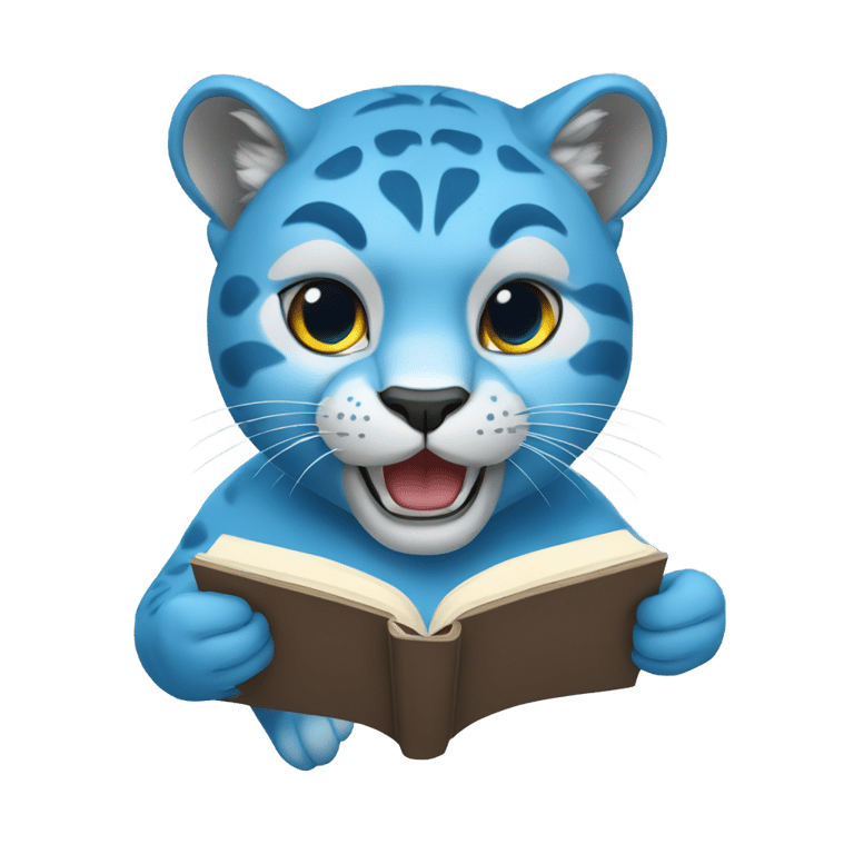 genmoji：蓝色豹子在阅读书籍