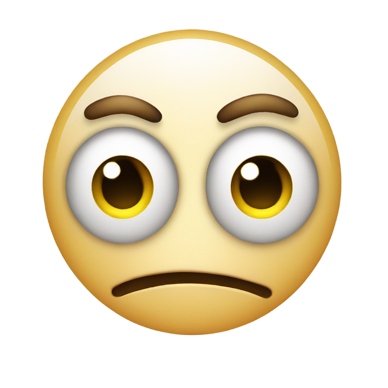 genmoji：圆头龇牙咧嘴脸，眼睛大，没有鼻子和眉毛