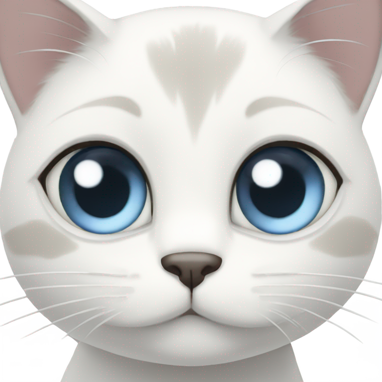 genmoji : white cat with grey head and different eyes hazel and blue
