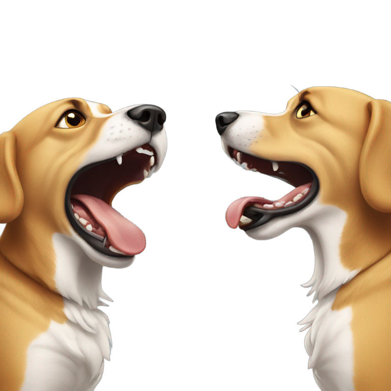 genmoji : Deux chiens qui aboient l'un contre l'autre