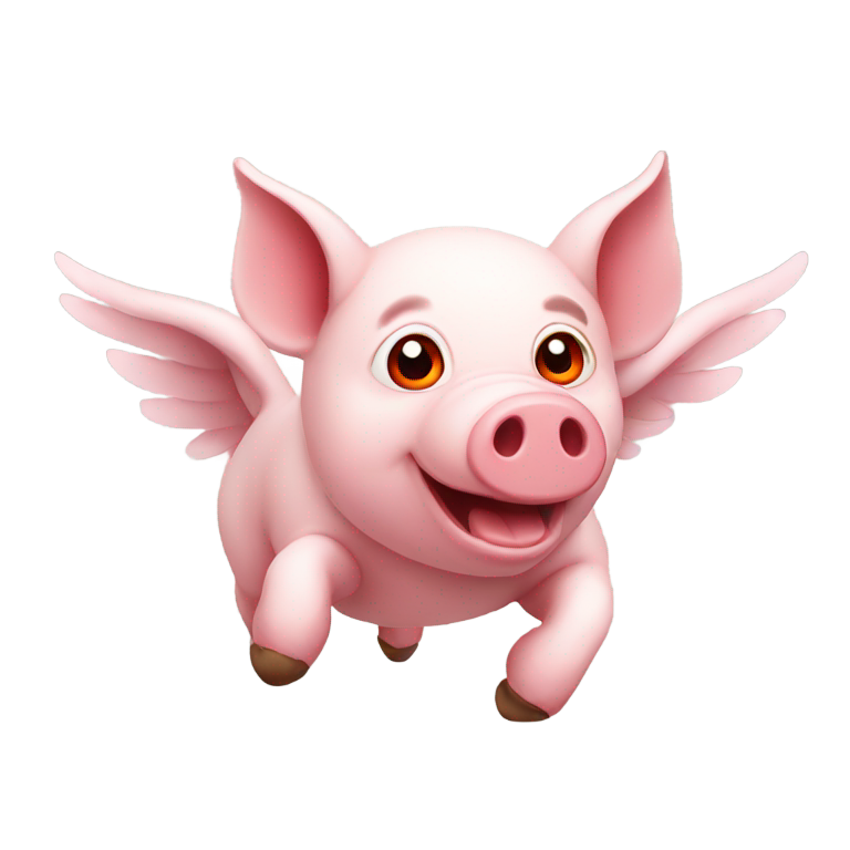 genmoji : Cochon volant aux yeux rouges