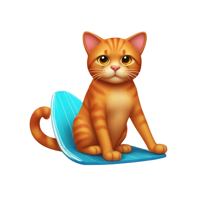 絵文字：赤い猫とボディボード