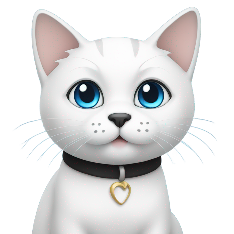 genmoji：一只坐着的白猫，蓝眼睛，黑耳朵和黑尾巴
