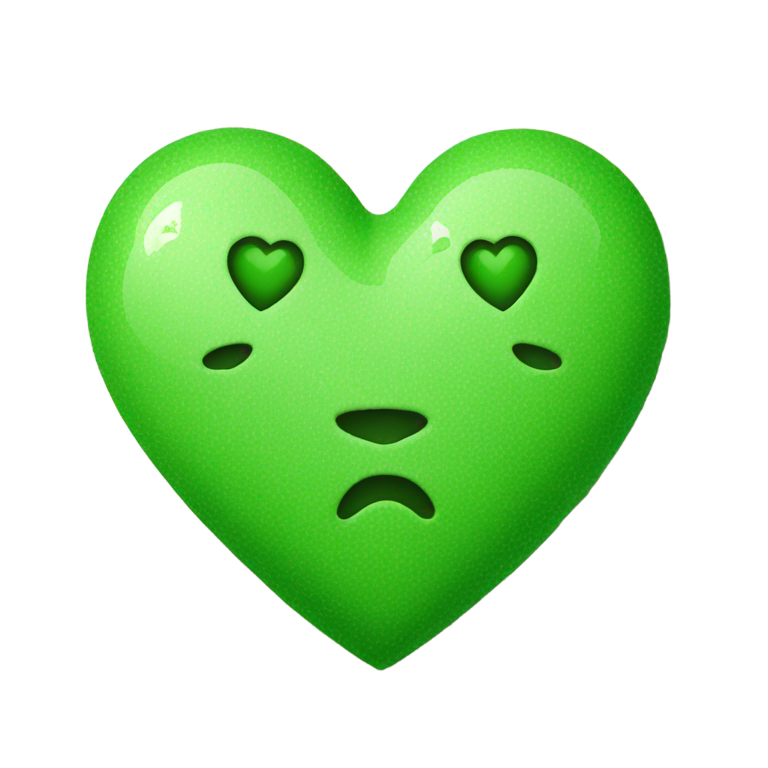genmoji: green emoji love heart the colour should be > e0ff33