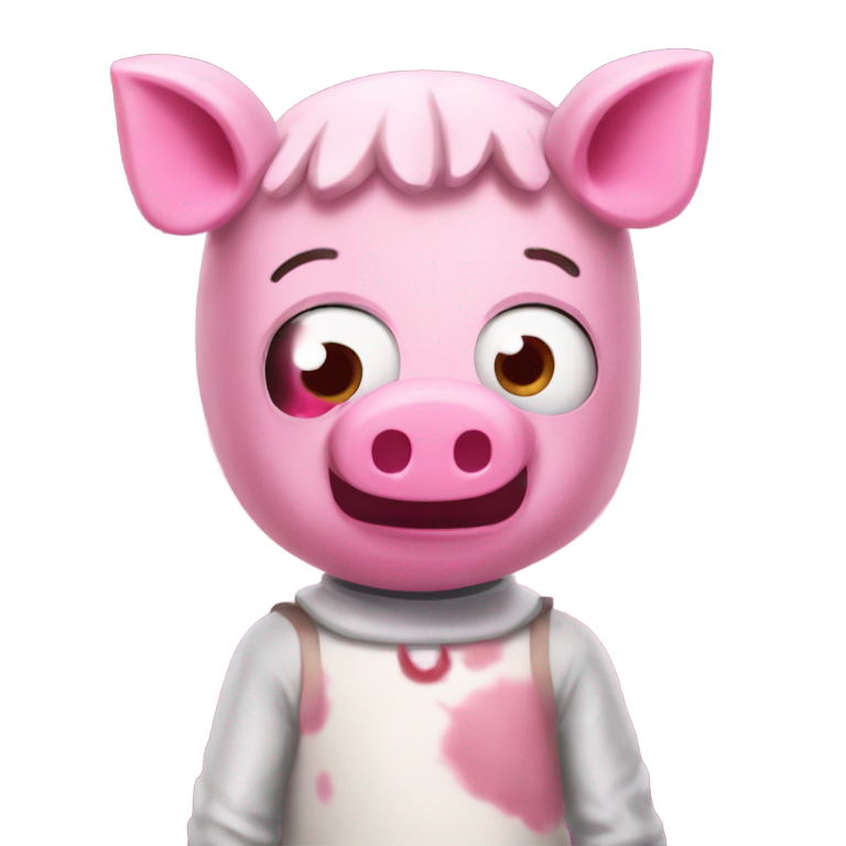 genmoji：Roblox恐怖游戏角色Piggy，像Peppa猪但更恐怖