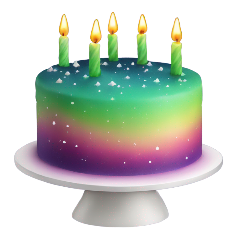 genmoji : Northern lights birthday cake