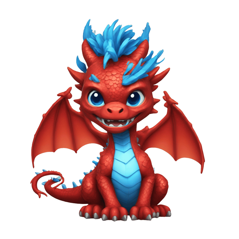 genmoji : a red dragon with blue laser eyes