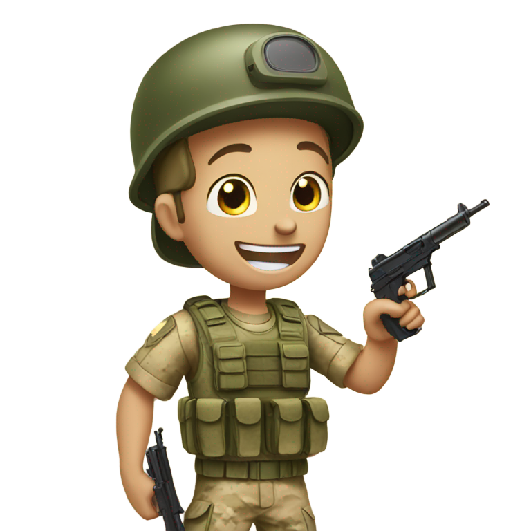 genmoji：士兵指向前方大笑