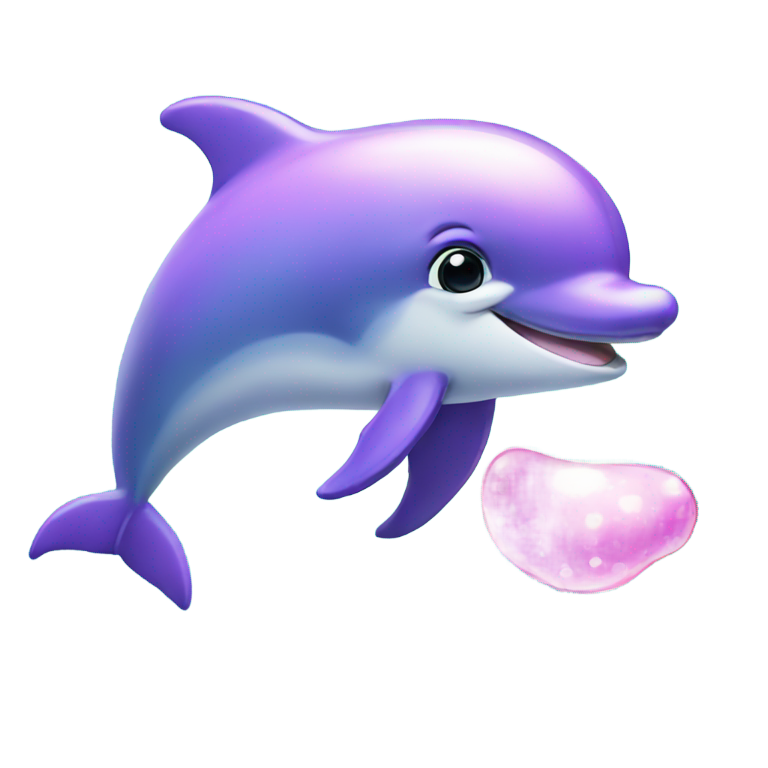 genmoji : Dauphin avec des paillettes et des bulles autour.