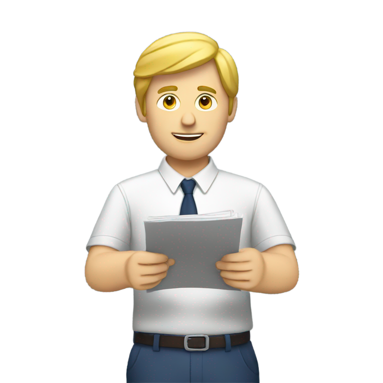 genmoji: white male journalist writing a news story for the paper