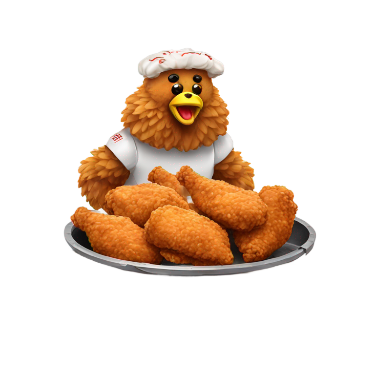genmoji : Fried chicken on a bear trap with text saying free kfc