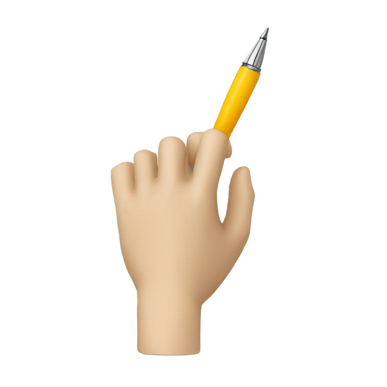 genmoji: Prosthetic hand, writing with pen “ ✍🏻”