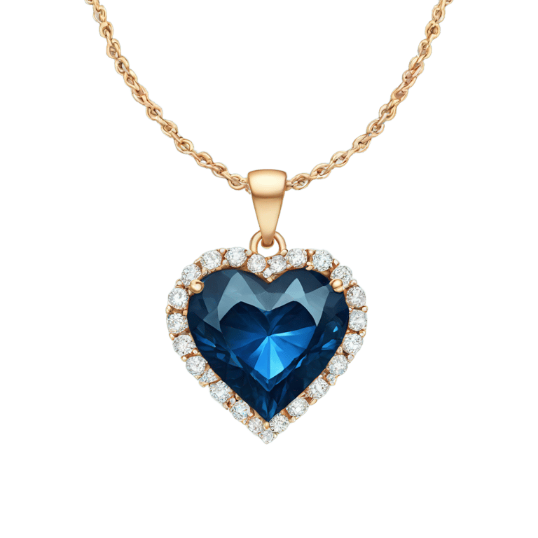 絵文字：A necklace with a dark blue diamond in the shape of a heart