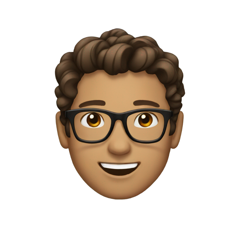 genmoji: glasses brown hair happy