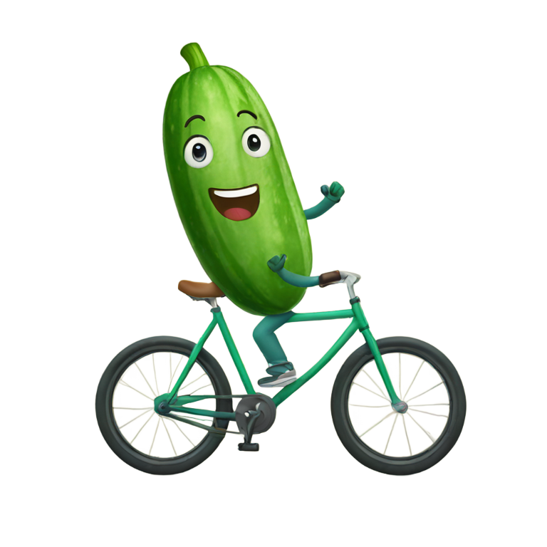 genmoji : Concombre heureux sur un vélo