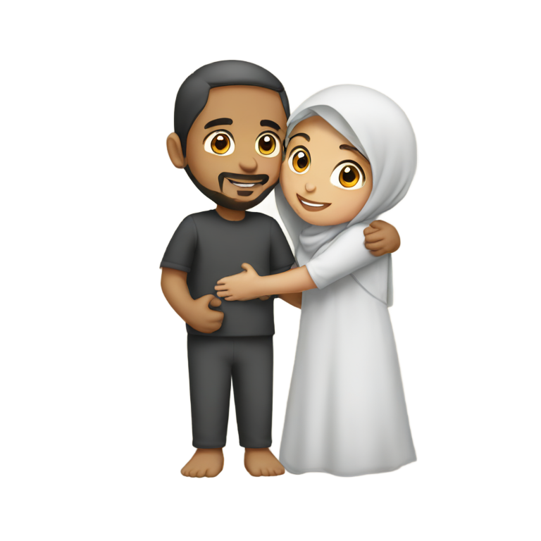 絵文字：イスラム教の兄弟姉妹が抱き合う