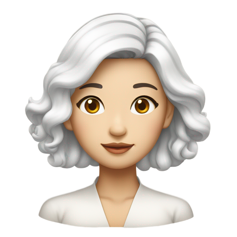 genmoji: A youthful pranic taiwanese lady with tanned skin and cascading hair dyed white as snow