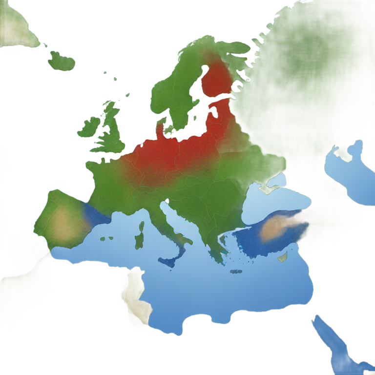 genmoji : Carte de l'Europe avec des couleurs rouge et bleu