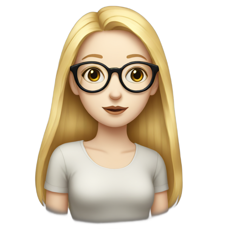 genmoji : Fille pâle portant des lunettes dorées fines et tenant un chat noir