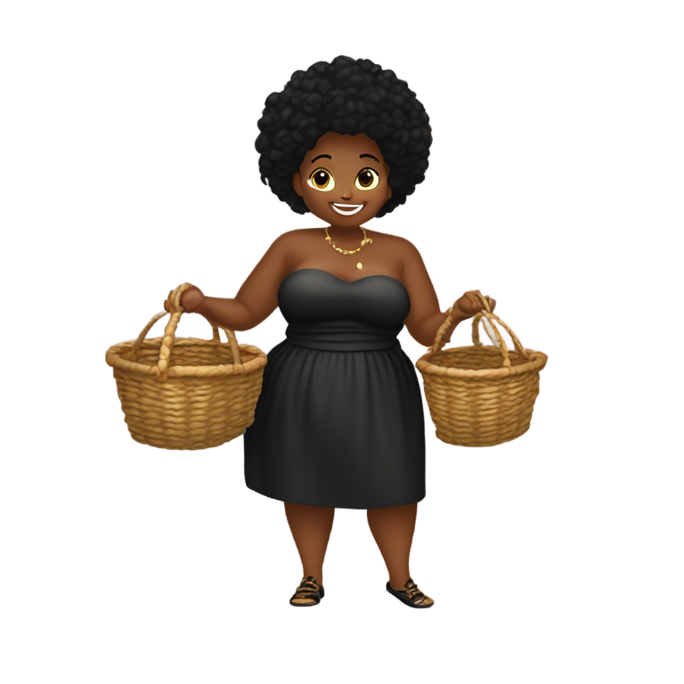 genmoji：一位斯拉夫女士，身材丰满但可爱，高大且美丽，性感且拥有丰满的胸部，黑色长卷发，佩戴金饰。她穿着黑色长款羽绒服和运动鞋。