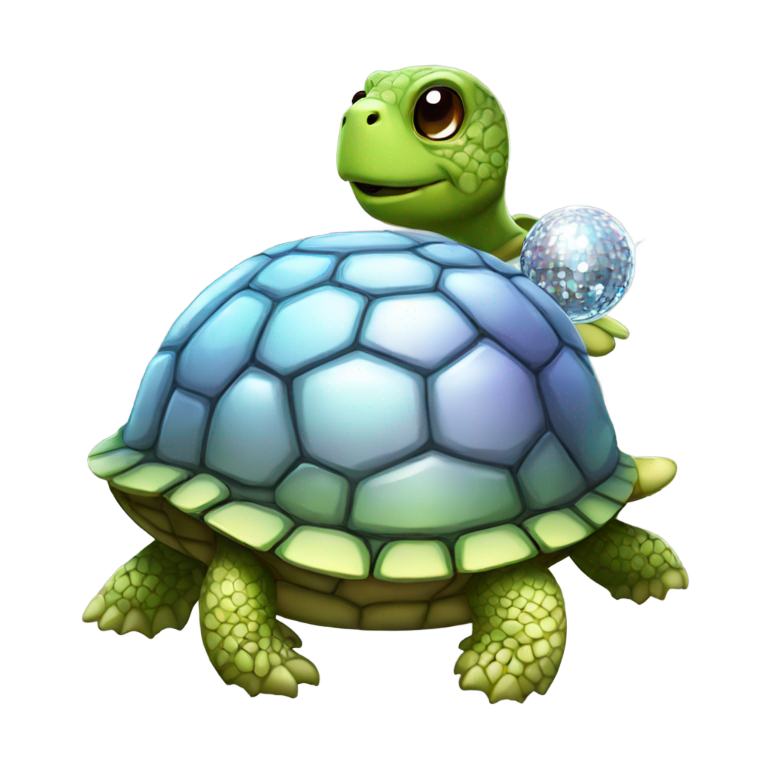 genmoji: turtle with discoball shell