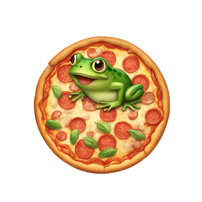絵文字：ピザを食べるカエル