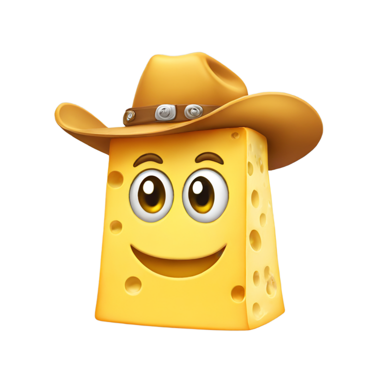 genmoji：a full yellow cheese with a cowboy hat on top