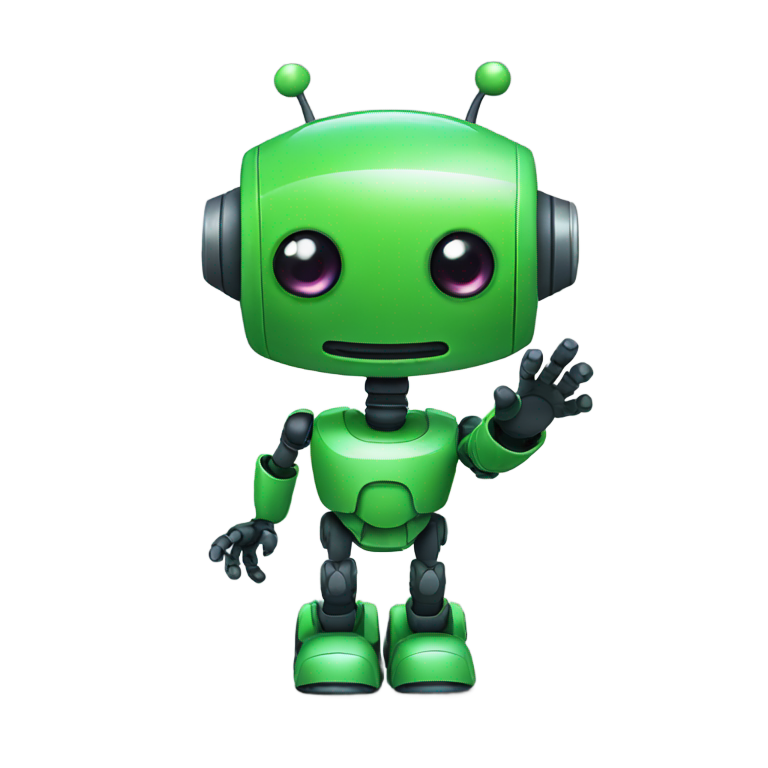 genmoji：可爱的绿色机器人向我挥手！