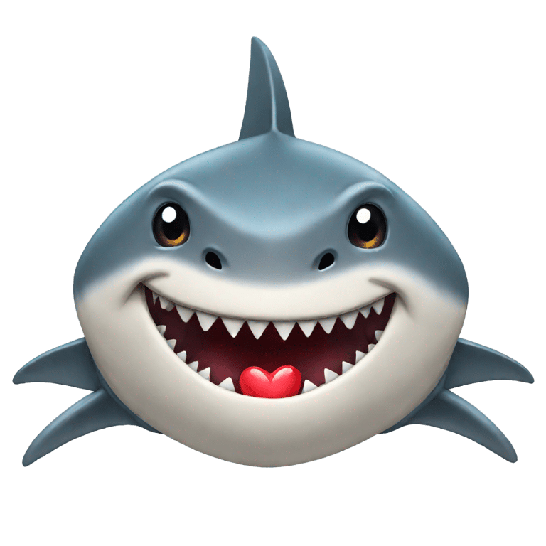 genmoji: Shark with heart in both eyes and an open flaberbasted mouth