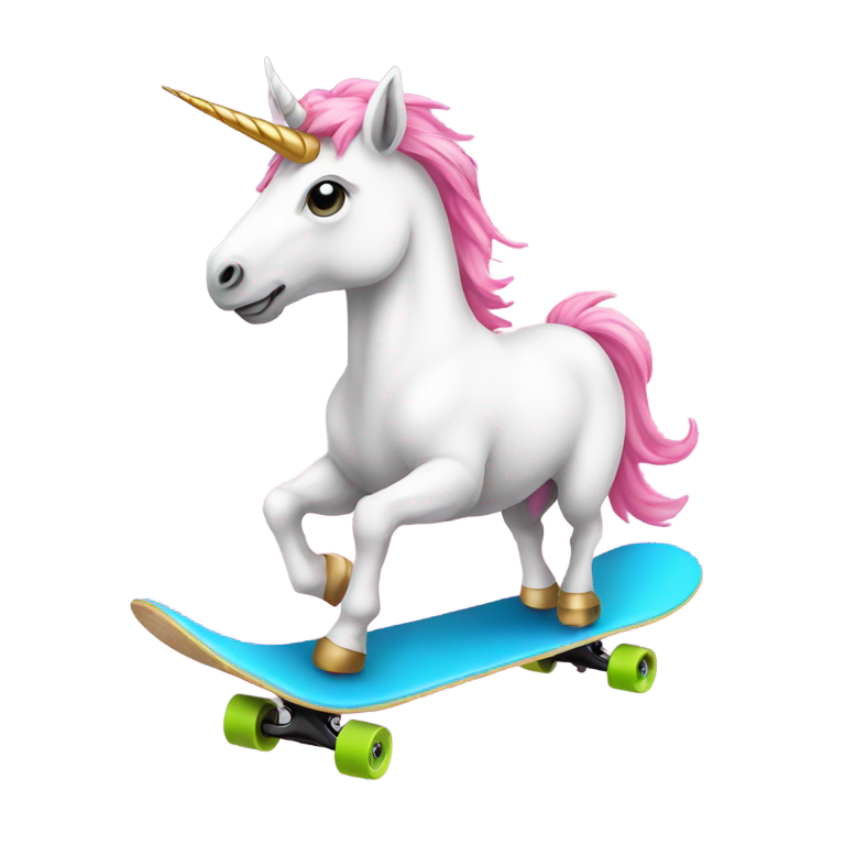 genmoji: unicorn on skateboard