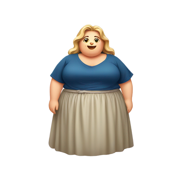 genmoji : Femme grosse sans vêtements avec de gros seins pendants