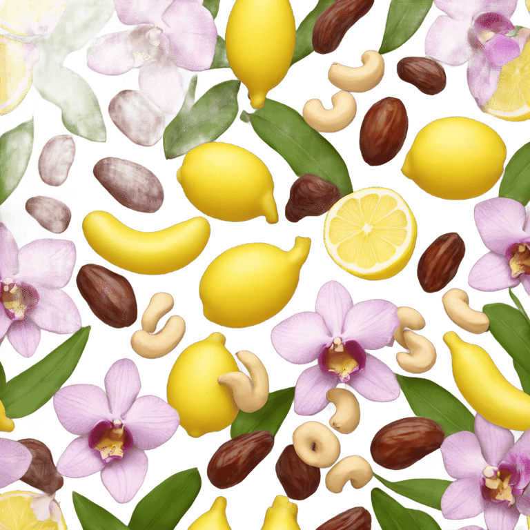 絵文字：Cashews + Lemon + Dates + Orchids