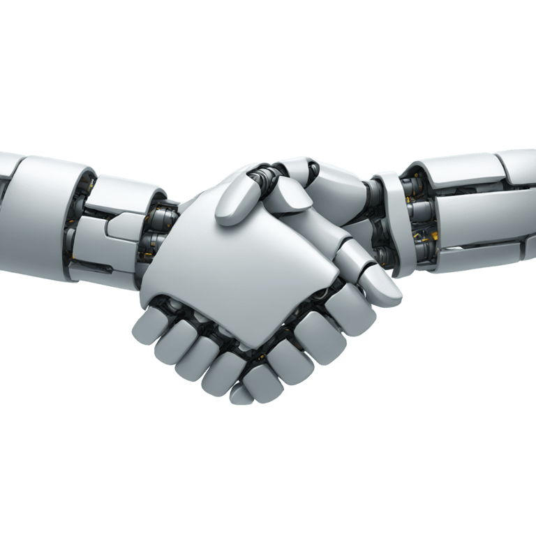 絵文字：robot hand shaking human hand