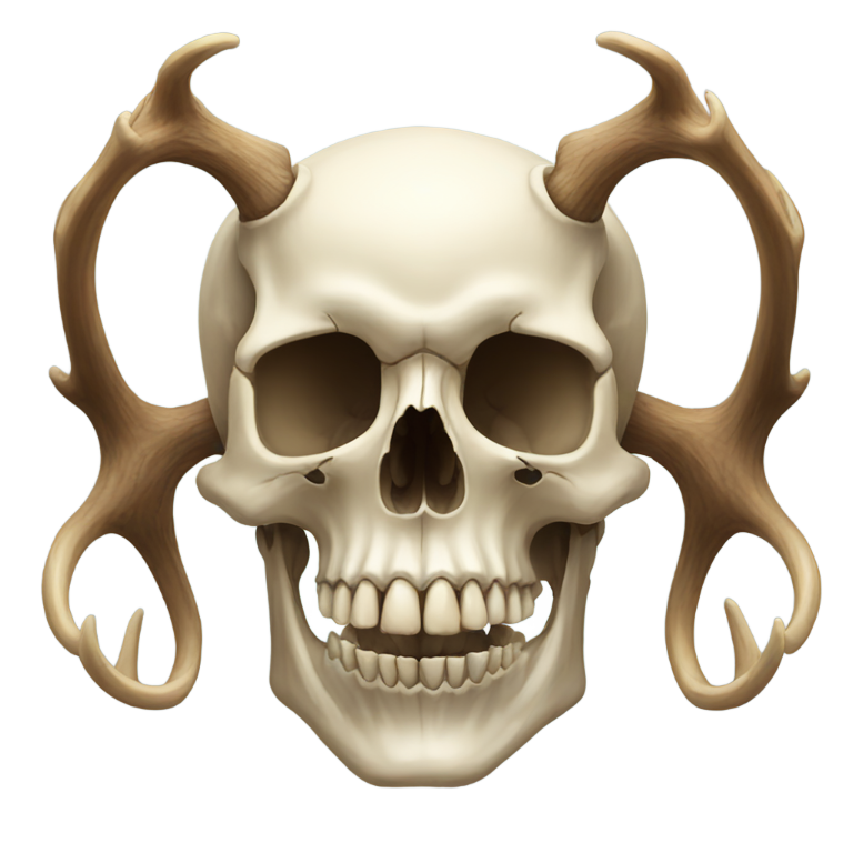 genmoji: A human skull with deer antlers