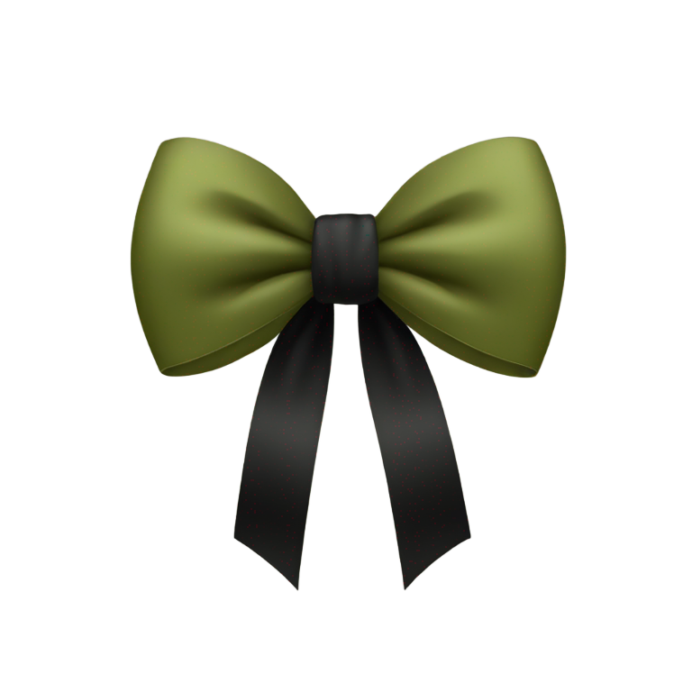 genmoji: Olive green and black bow
