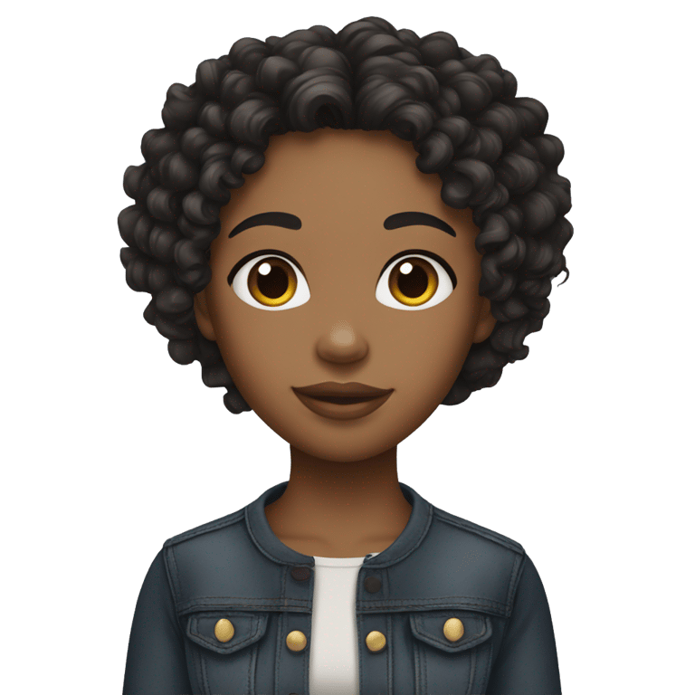 絵文字：african american girl withlong black curly hair