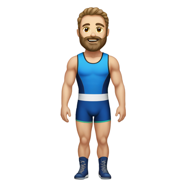 絵文字：髭を生やしたレスリングシングレットを着た男性